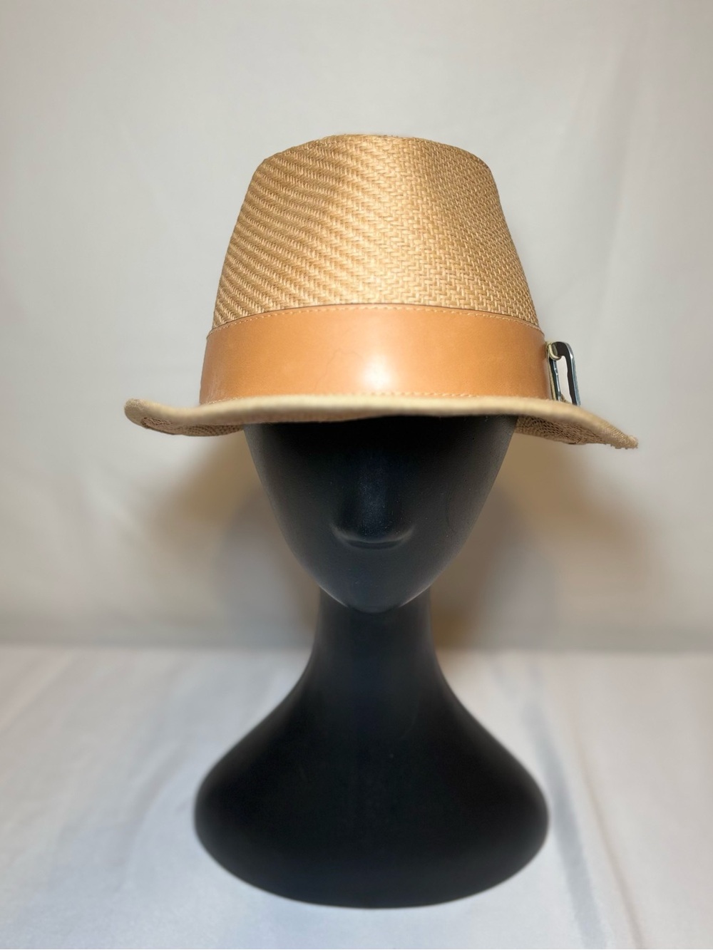 Peter Grimm tan straw fedora with leather band